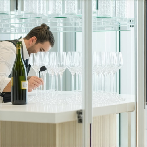 A supervisor auditing luxury crystal glassware at a high-end wedding event.
