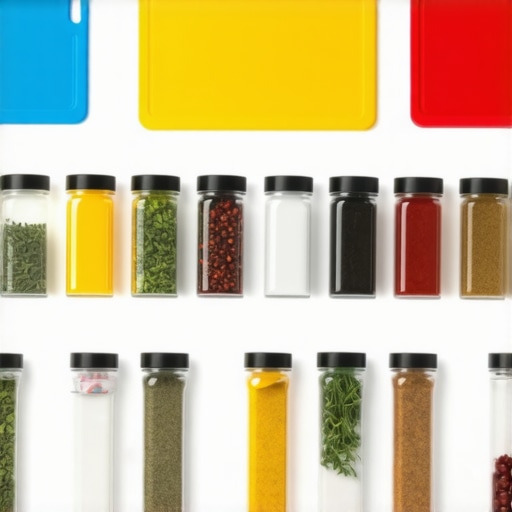 High-end private kitchen organized with color-coded safety tools for allergen prevention.