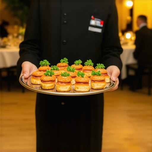 A catering runner moving food efficiently through a wedding venue.