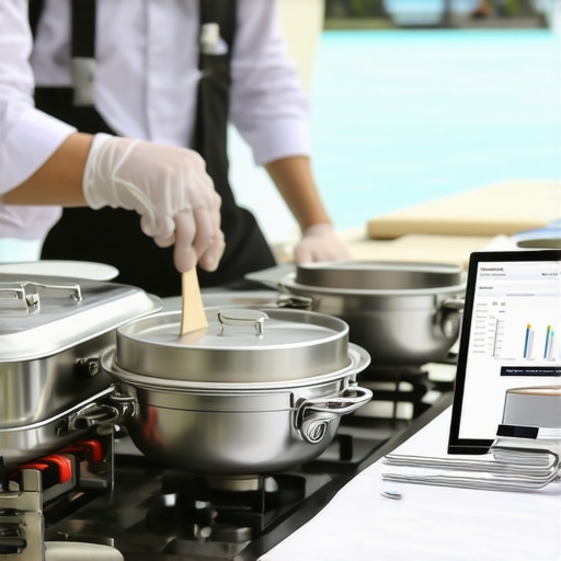 Professional Outdoor Catering Logistics Catering team managing temperature control and setup for an outdoor wedding reception.