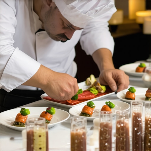 A private chef plating a high-end meal for a corporate event.