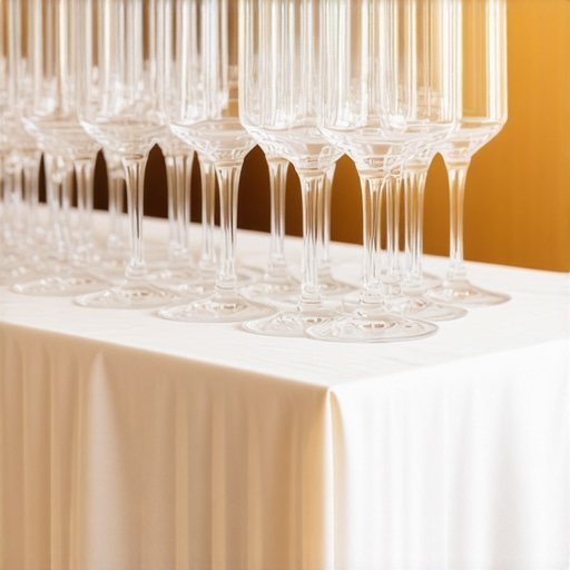 Professional Polished Stemware Ready for Service A close-up of impeccably clean crystal wine glasses prepared for a luxury home dinner party.