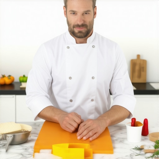A private chef sets up a sterile workstation in a luxury kitchen to prevent cross-contamination for a wedding event.