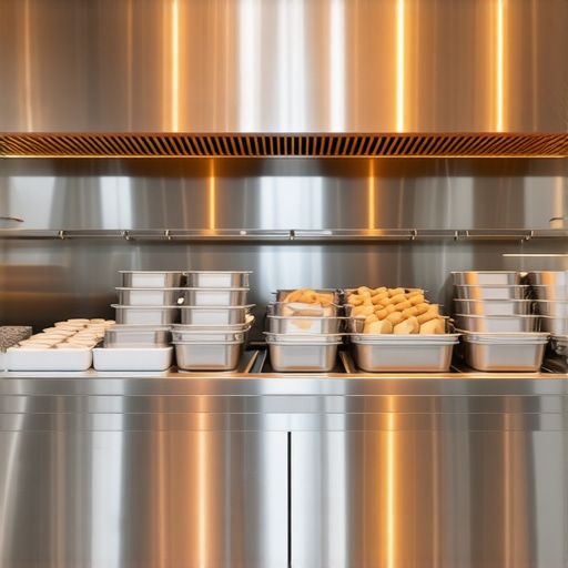 A high-end staging station with heat lamps and thermal bags used for managing catering deliveries.