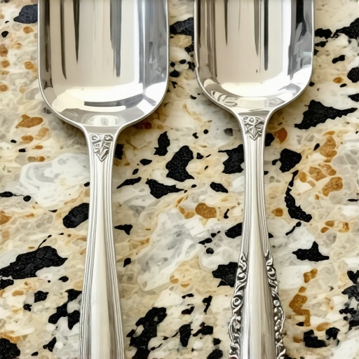 A professional cooking spoon next to a damaged residential silver spoon to show the physical toll of high-volume catering.