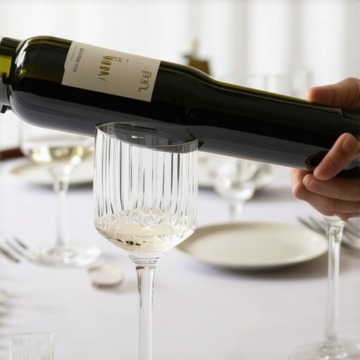 A high-end server demonstrating the correct grip for pouring wine at a luxury event.
