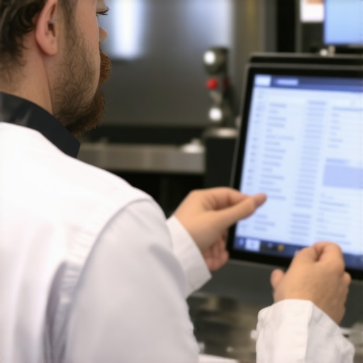 Lead server reviewing event logistics in a luxury kitchen