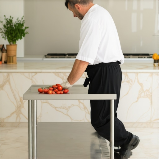 Professional floor protection mats used in a luxury kitchen during a private chef event.