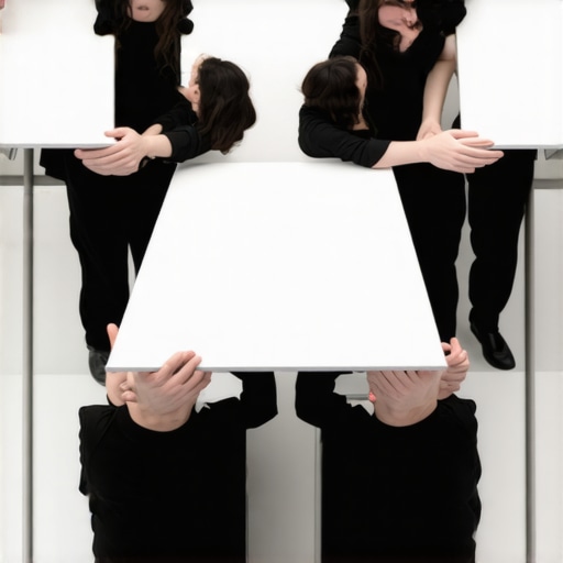 Event staff practicing ergonomic lifting during banquet hall breakdown