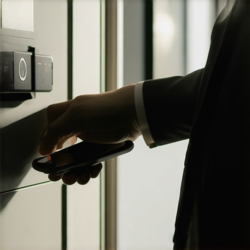Service staff member placing phone in locker for security