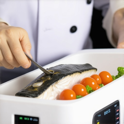 Chef using vibration-resistant logistics containers for high-end seafood delivery.