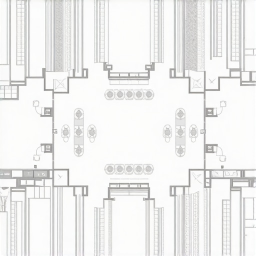 Diagram of a professional wedding venue layout highlighting server access paths and service corridors for efficient food delivery.