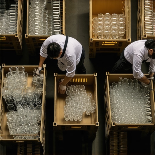 Professional servers organizing event rentals during late-night breakdown