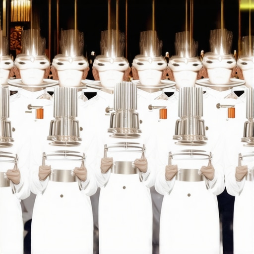 Professional servers performing a synchronized plate drop at a luxury wedding dinner