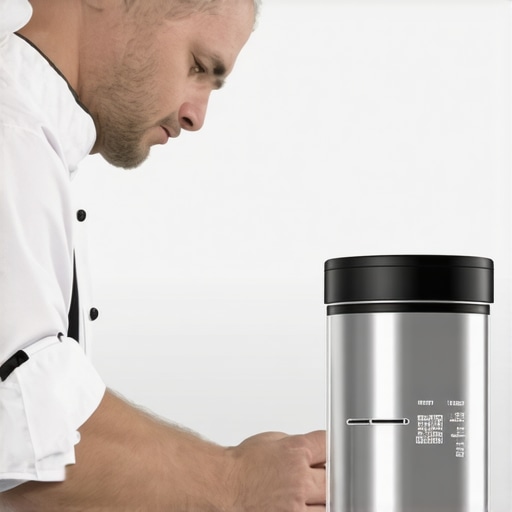 Professional private chef using advanced filtration and cooking equipment in a luxury estate kitchen.