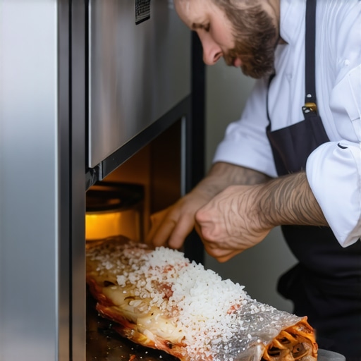 A private chef preparing a traditional Mediterranean salt-crusted fish for a wedding banquet.