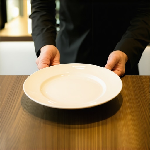 Professional server demonstrating silent service techniques at a high-end private event.