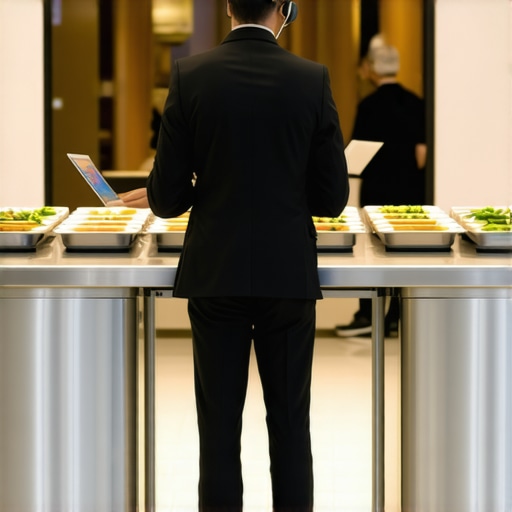A professional service producer coordinating catering deliveries at a high-end wedding venue.