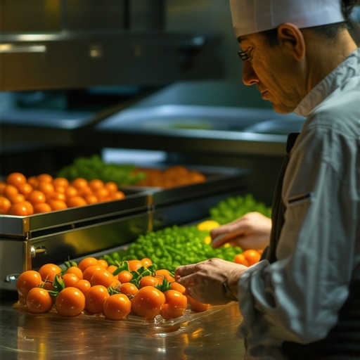 A professional chef inspecting food transit logs in a high-end kitchen.